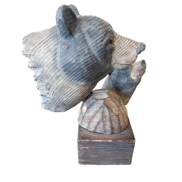 Hand Carved Wood Black Bear And Cub Mounted Lodge Decor Cabin‎ 10 X 7 - Picture 6 of 10